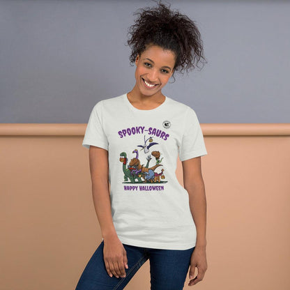 Spooky-saurs Halloween Unisex T-Shirt in Silver